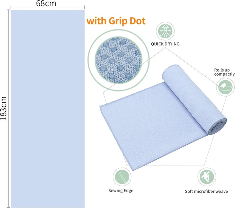 CYCLXY 3 Pack Yoga Mat Towels with Grip Dot, Hot Yoga Towel Non Slip Yoga Mat Towel Non-Slip Sweat Absorbent Anti-Slip Yoga Towel for Bikram,Pilates - Image 2